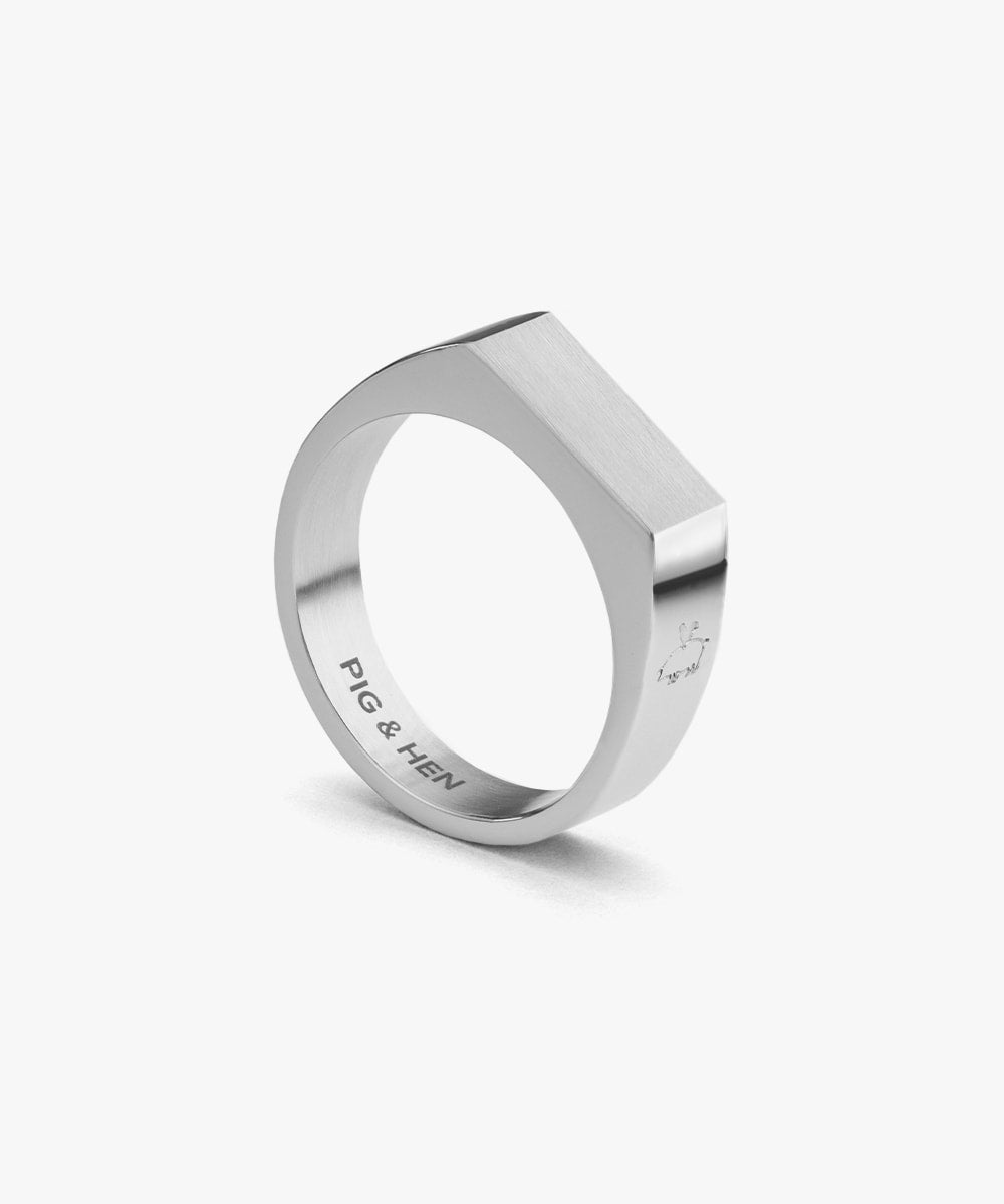 BWL EXCLUSIVE Small Signet Ring US-4h Signet Ring 6mm Slim Silver