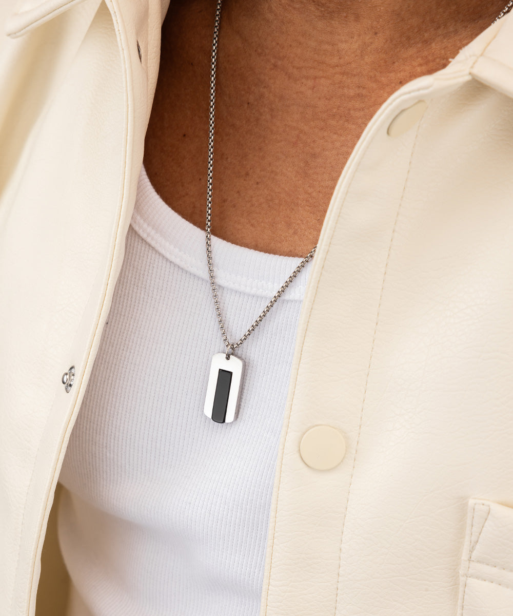 Dogtag necklace Black Agate | Silver – Pig & Hen