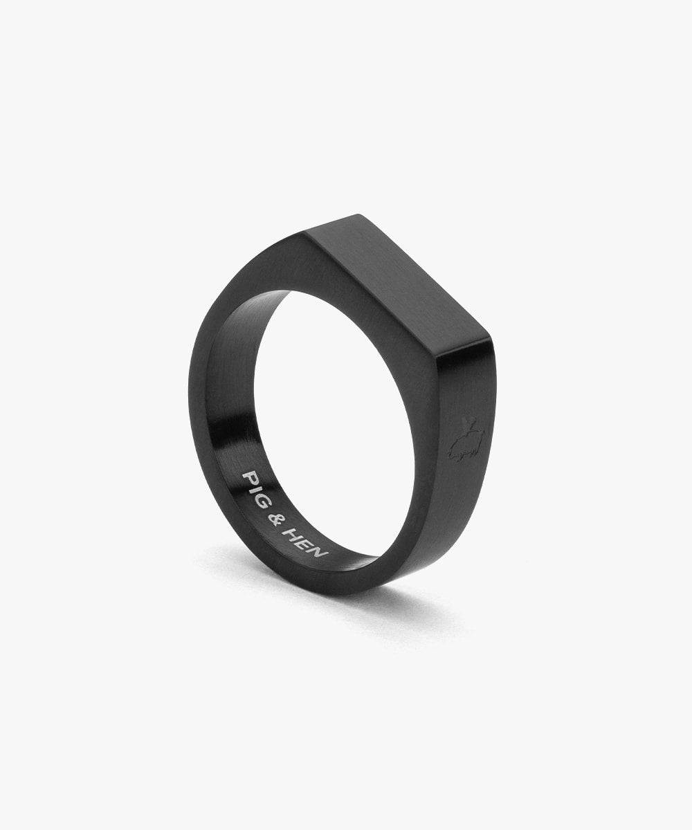 希少サイズ【CTHY】 SIGNET RING　1 6号 Signet Ring 6mm Slim Black | Black – Pig & Hen
