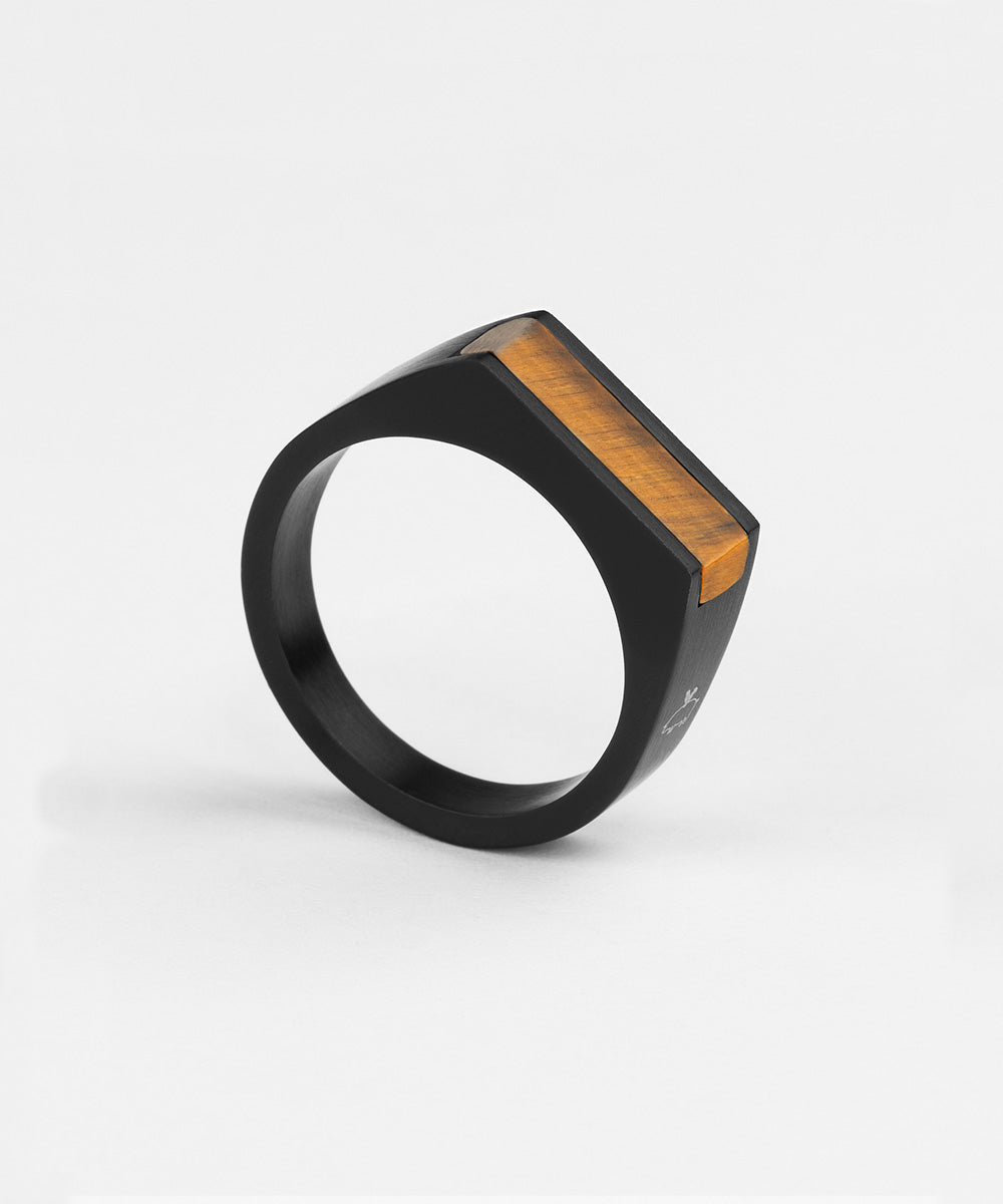 Lncs s925 Signet Tyger Eye Ring 箱付き Signet Ring 7mm Tiger Eye | Black – Pig & Hen