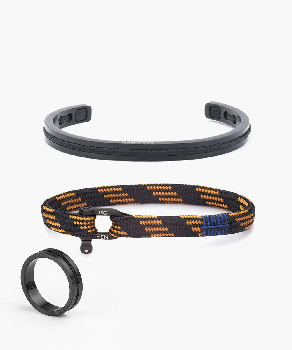 Vicious Vik Black - Rust Orange & Navarch Black & Navarch Ring Set