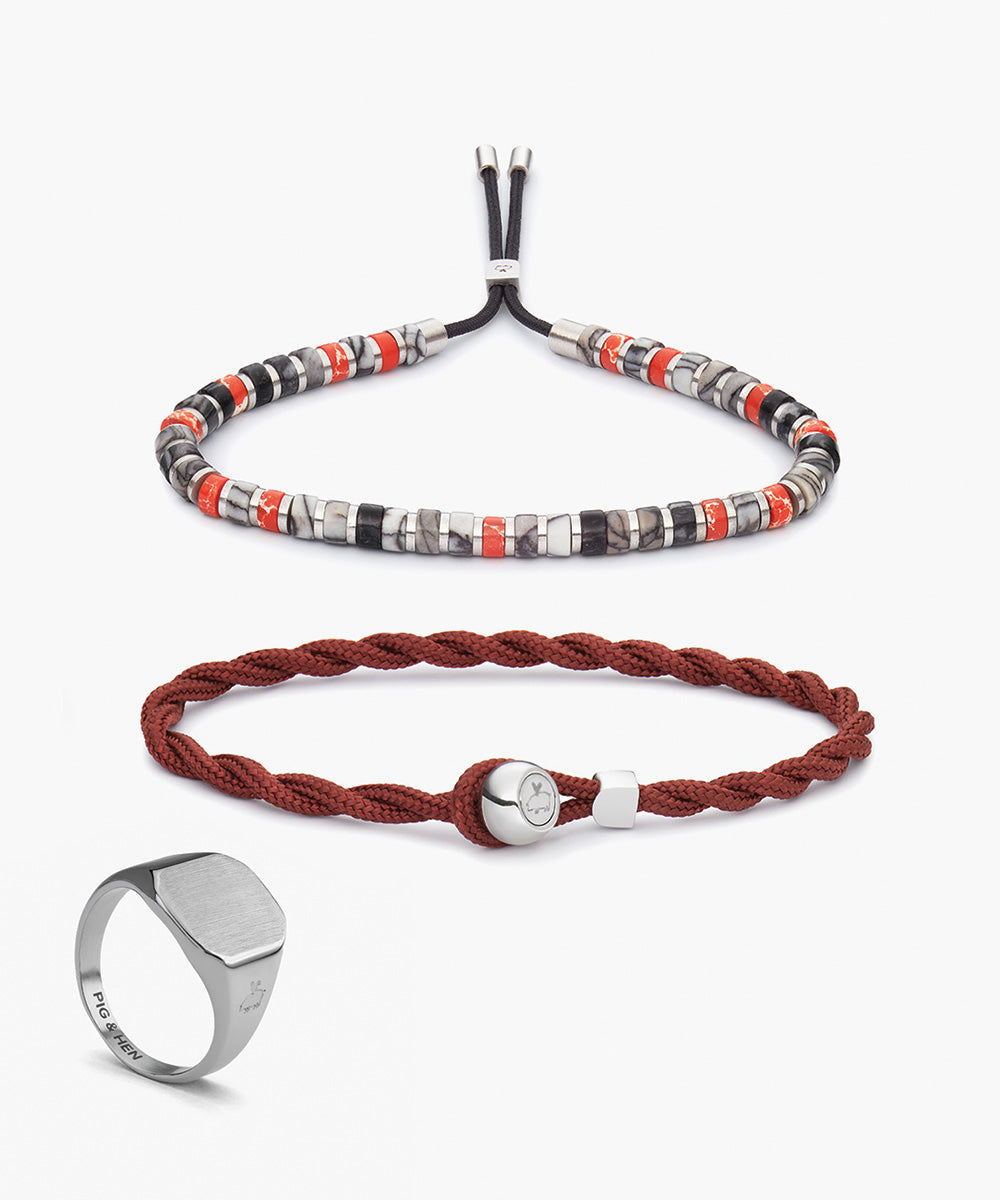 Easy Ed Velvet Red & Brontide Lillehammer & Classic Ring Set